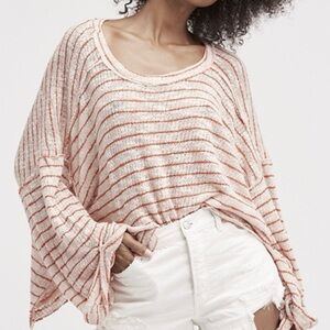 Free People We The Free Striped Island Girl Oversized Hacci Top Size M Boho